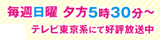 テレビ東京系にて毎週日曜 夕方5時30分～好評放送中