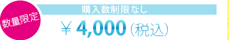 数量限定 購入数制限なし ￥4,000